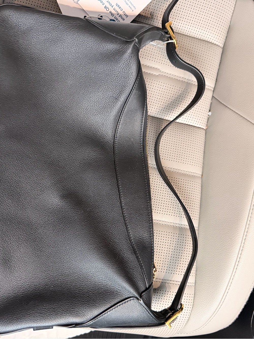 Large ROMY Celine Black Leather Shoulder Hobo with Gold Hardware - Picture 13 of 15